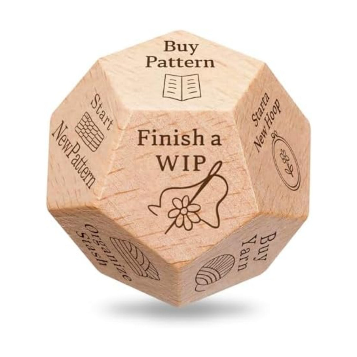 Quilter's Dice, Handmade Wooden Quilting Decision Dice with 12 Engraved Sewing Tasks, Fun Quilting Motivation Tool for Quilters, Sewists & Craft Lovers, Easter Basket Stuffers