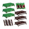 6 Pack Football Party Decorations Premium Disposable Plastic Tablecloth 54" x 108" Table Cloths Include 3 Green and 3 Brown for 6 to 8 Foot Tables Parties Decoration Supplies (Football Green Brown)