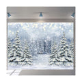 Winter Forest Photography Backdrop Glitter Snowy Pine Tree Scene Background