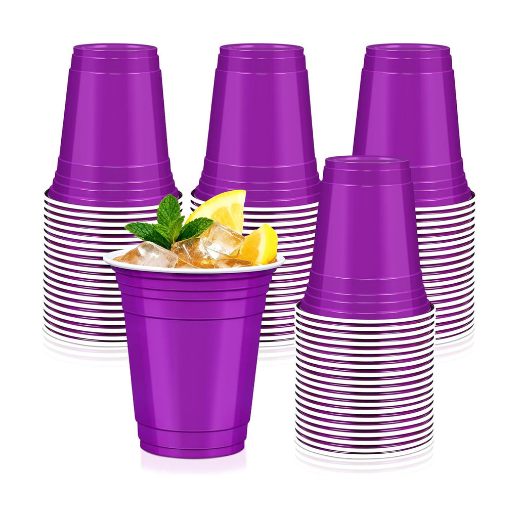 50 Pcs Purple Plastic Cups, 12 oz Disposable Cups for Party