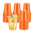 50 Pcs Clear Orange Plastic Cups, 12 oz Disposable Cups for Party