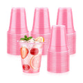50 Pcs Clear Pink Plastic Cups, 12 oz Disposable Cups for Party