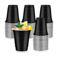 50 Pcs Black Plastic Cups, 12 oz Disposable Cups for Party