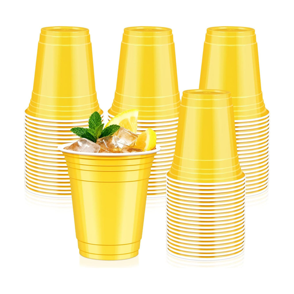 50 Pcs Yellow Plastic Cups, 12 oz Disposable Cups for Party