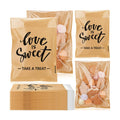 MotiMind 100 Pcs Clear Wedding Cookie Bags, Love Is Sweet Candy Bag