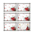 6 Set Valentine's Day Placemats, 11x16 Inch Heart Eucalyptus Leaves Branches Plastic Placemats Red Heart Branches Spring Holiday Table Mats for Wedding Party Festival Decor