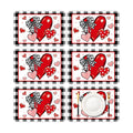 6 Set Valentine's Day Placemats, 11x16 Inch Buffalo Plaid Red Heart Plastic Placemats Seasonal Bow Tie Spring Holiday Table Mats for Wedding Party Festival Decor