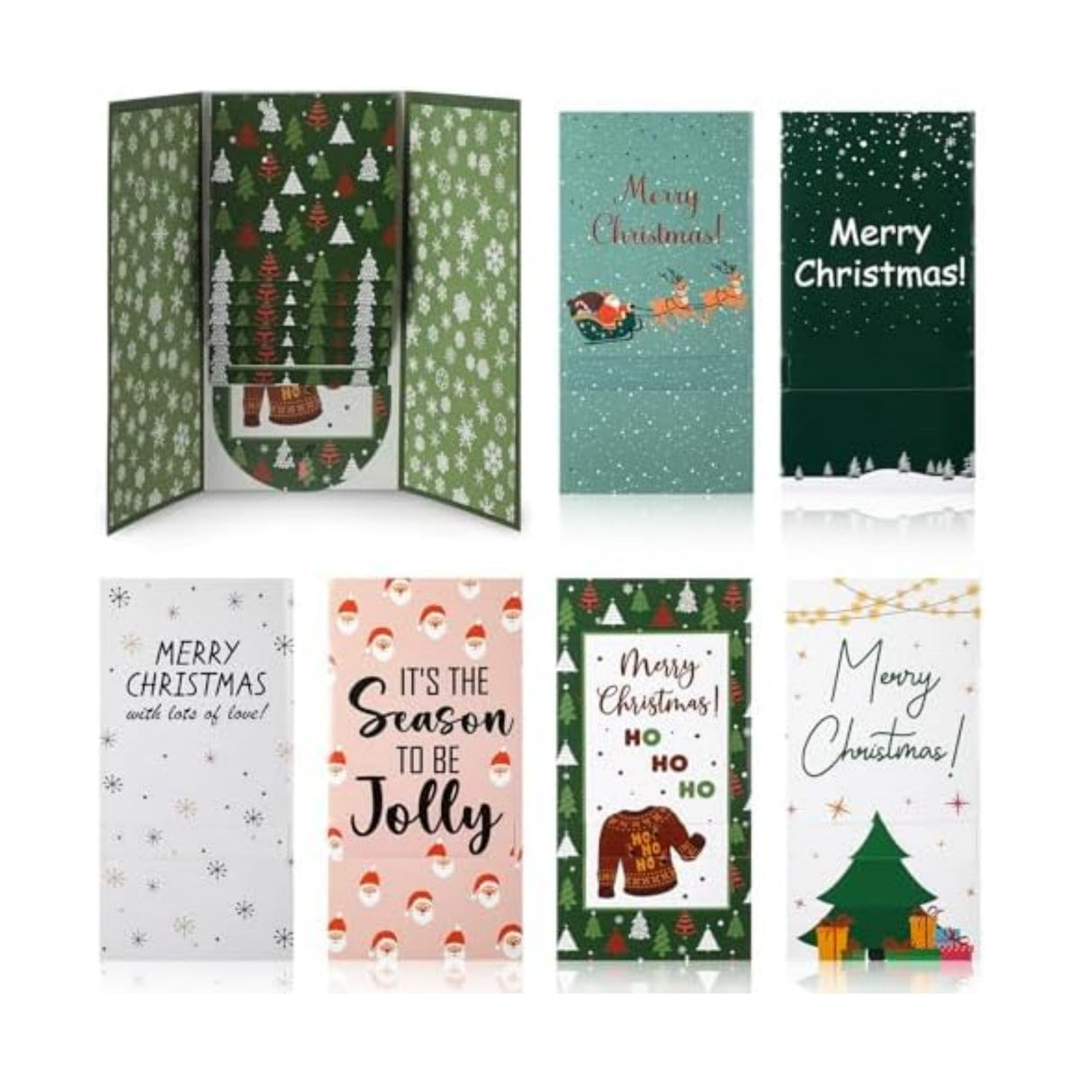 Chivertion 6 Pcs Handmade Waterfall Christmas Gift Card Booklet