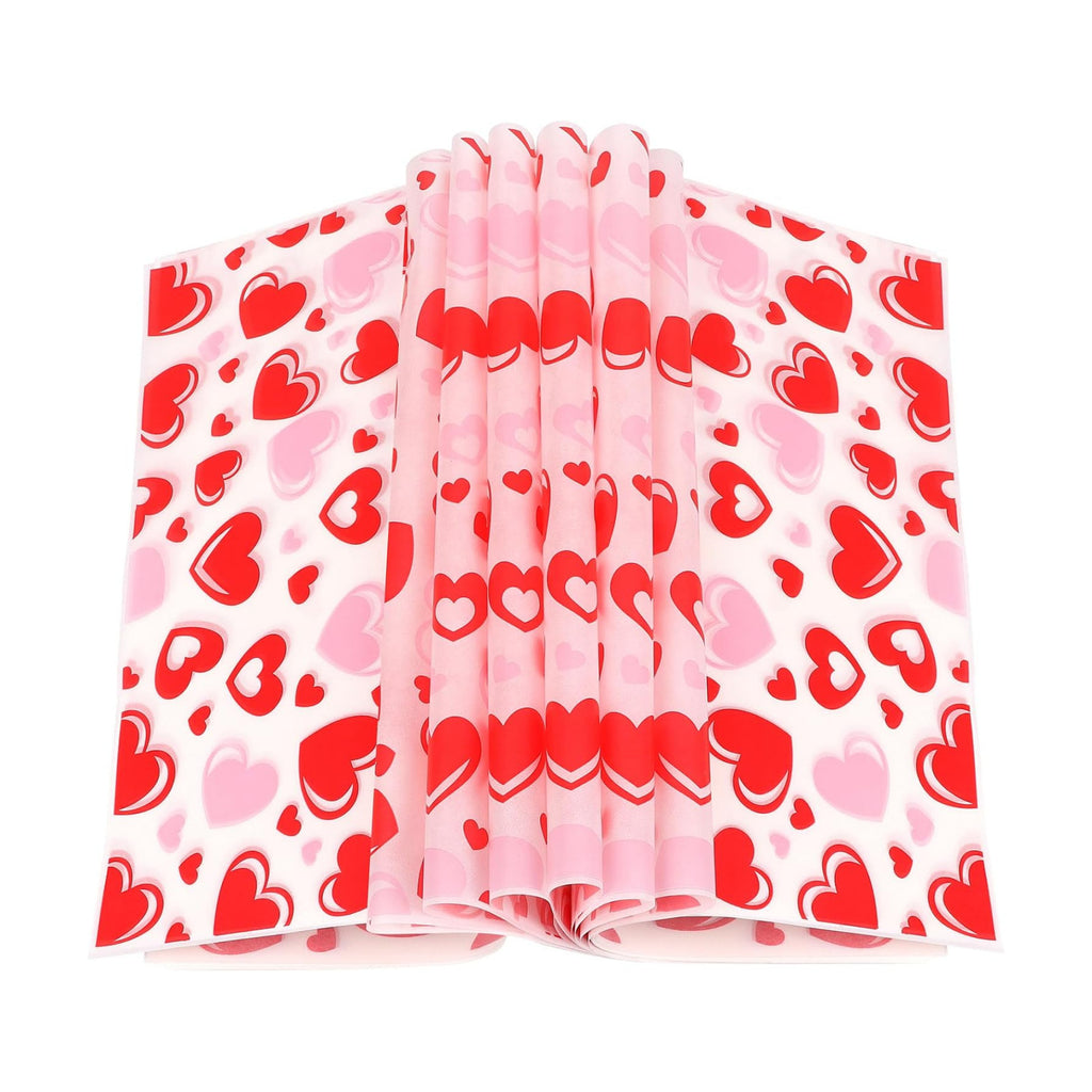 LOAVER 150 Pcs Valentine's Day Wax Paper Sheets for Food,Heart Greaseproof Waterproof Waxed Wrapping Tissue for Deli Baking Picnic Sandwich Cookies Oilproof Basket Liners (9.84 x 9.84 Inch)