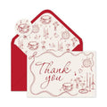 Whaline 24 Pack Wedding Thank You Cards Vintage Red Bow Cake Thank You Blank Note Card Greeting Cards with Envelope Sticker for Bridal Shower
