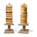 2 Pcs Donut Stand Wooden Square Doughnut Stand Bagel Stand Donut Display Tower for Dessert Table Doughnut Holders for Party Donut Display Stand for Birthday Banquet (Dark Color)