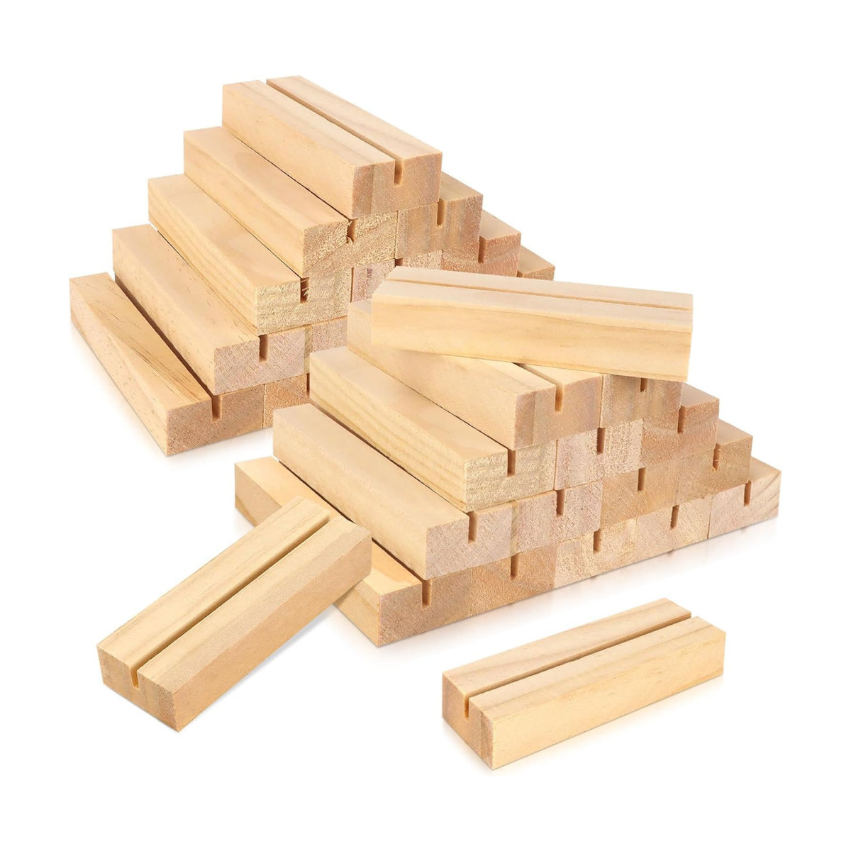 30Pcs 3.9x1.4 Inches Wood Table Number Stands, Wooden Place Card Holders, Acrylic Sign Holders for Wedding, Ceremony, Birthday, Party, Home Decoration, Events (3mm Slots)