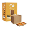 Disposable Paper Food Trays 2lb, 150 Pack Brown Paper Boats - Heavy Duty Holders for French Fries, Nachos, Hot Dogs, Tacos, Popcorn - Grease Resistant Snack Boats for Food Trucks, Parties, Delivery