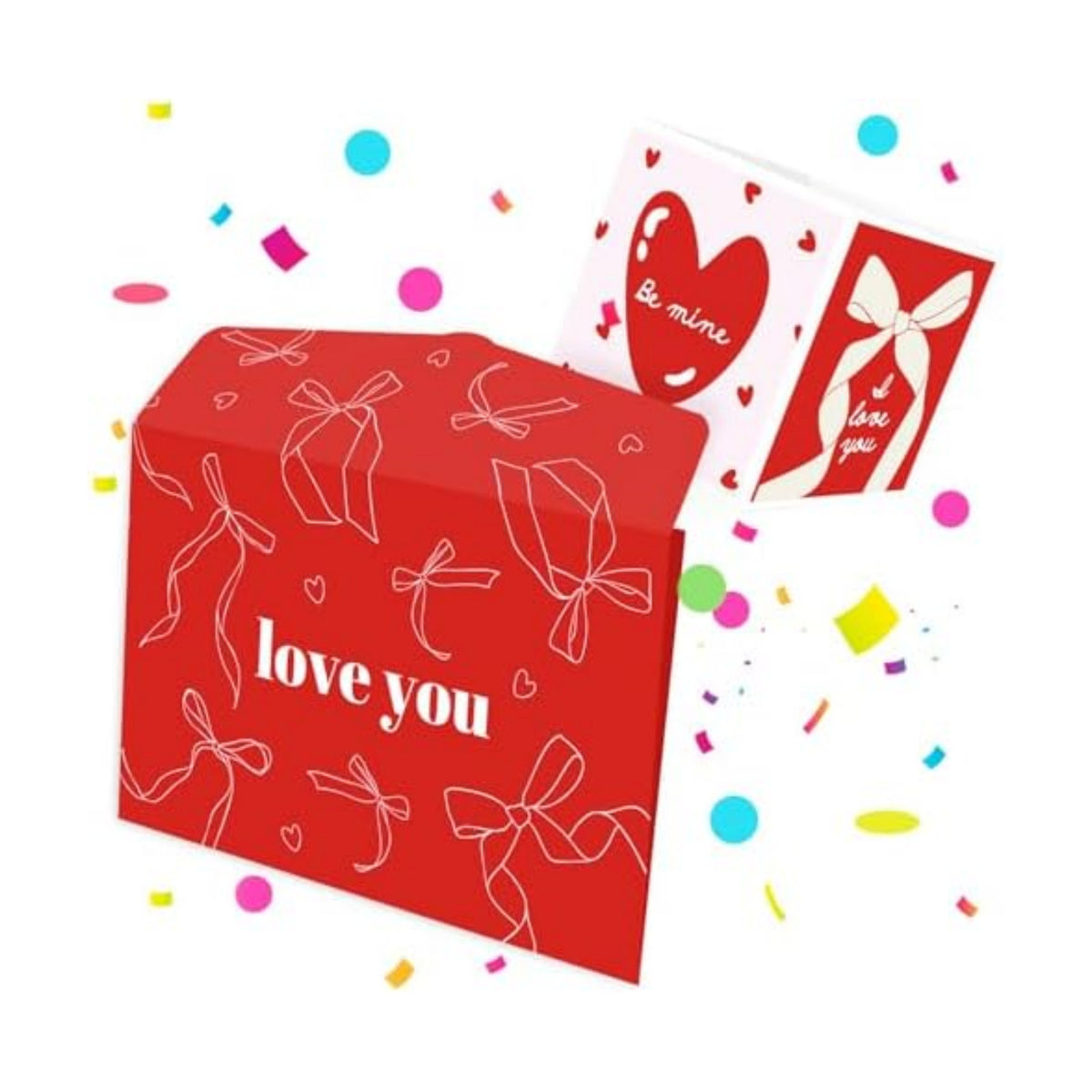FETTIPOP 2-in-1 Surprise Boom Envelope Romantic Card with Confetti Exploding (Love You) – Valentine Funny Gift, Mom, Dad, Wife, Him, Her, Girlfriend, Boyfriend