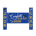 Class of 2026 Graduation Decorations, 3 Pcs Blue Gold Congrats Grad Banner and Backdrop Set with 1 Photo Backdrop and 2 Hanging Banners for Indoor Outdoor Party Decor