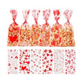 FOIMAS 180pcs Valentine's Day Cellophane Treat Bags,Heart Candy Goodie Bags Cookie Bag with Twisted Ties for Valentines Day Party Supply
