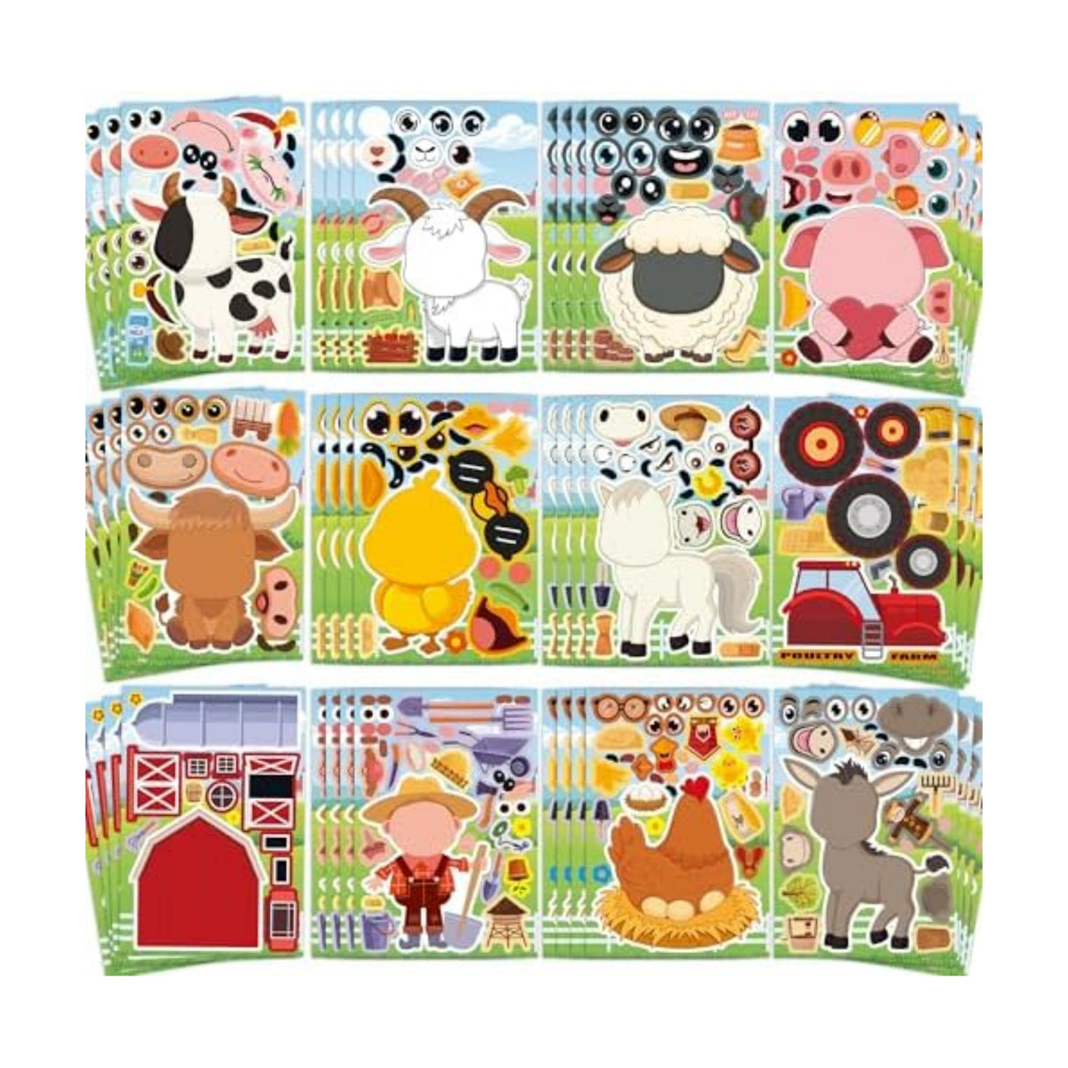 Farm Animal Stickers 48 Sheets Make A Face Stickers Kids Toddlers