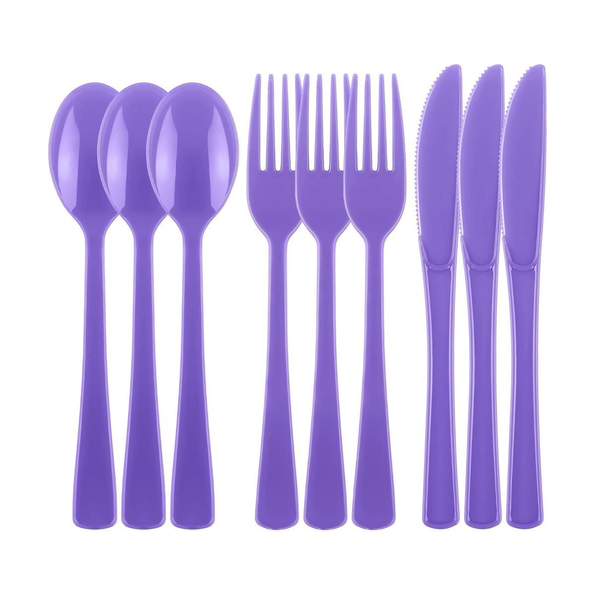 Kochorie 300 Pieces Purple Plastic Silverware, Disposable Plastic Utensils, Heavy Duty Cutlery Set Heavyweight Flatware Includes Spoons Forks Knives for Birthday Party Prom Night Wedding Dinner