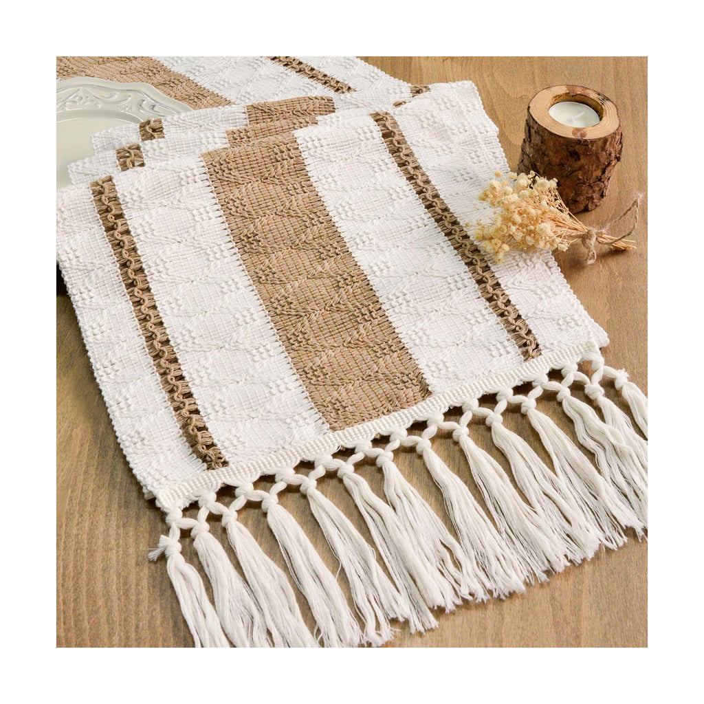 FEXIA Boho Table Runner with Tassels 12x72 Inch for Fall Home Decor