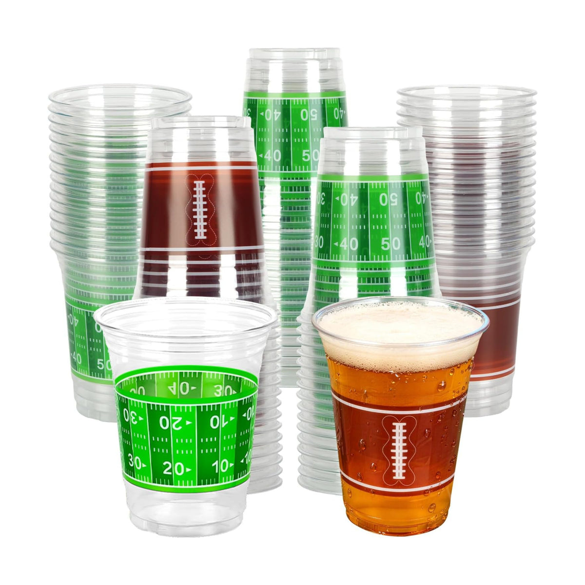 Football Cups Football Party Decorations 50Pcs 16oz Disposable Game Cup Tailgate Events Drinkware Decorations for Football Party Supplies Touchdown Favors Football Birthday Party Decorations