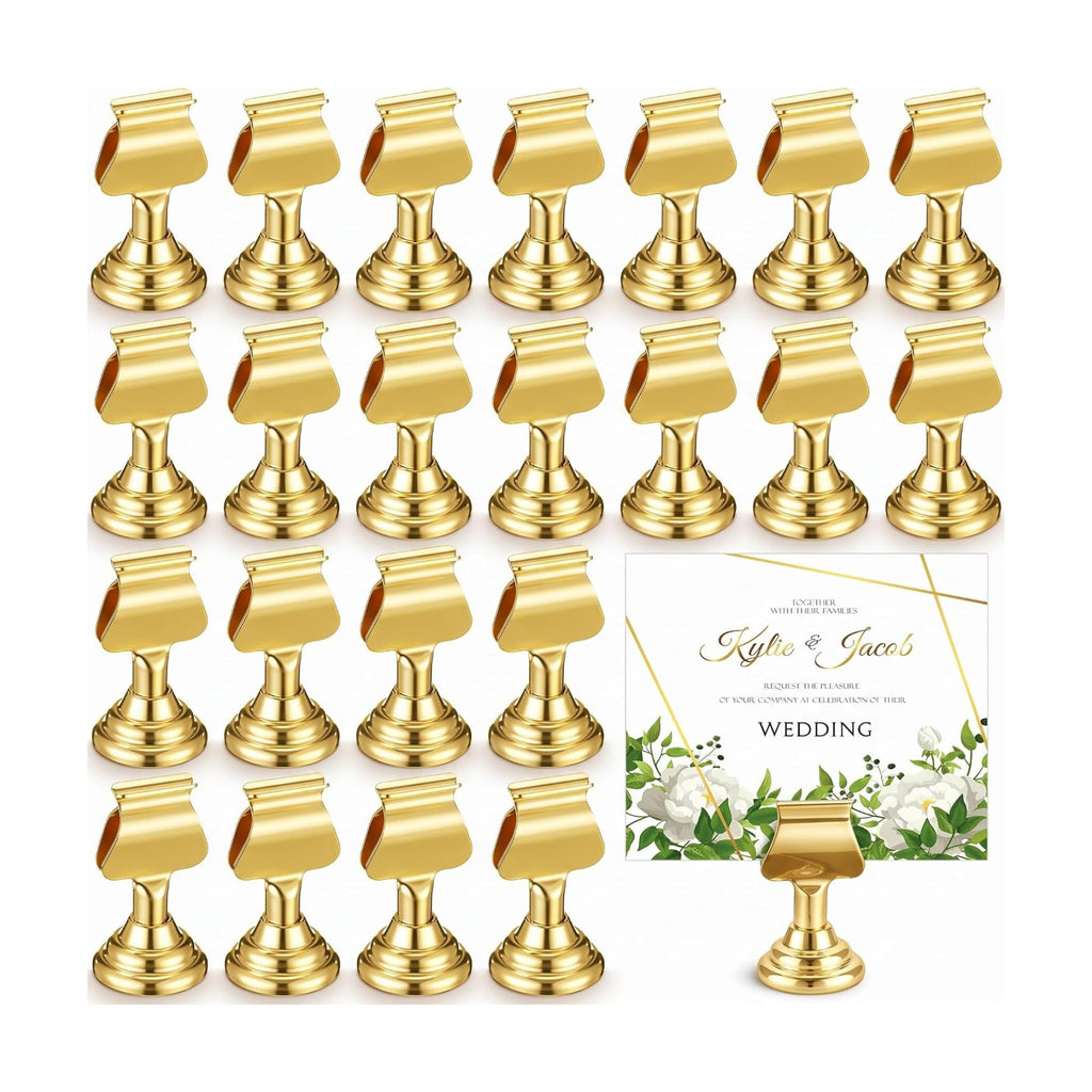 Kathfly 48 Pcs Wedding Table Number Holders Metal Gold Place Card Holder