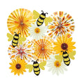 SUNBEAUTY Sunflower Party Decorations Sunflower Birthday Paper Fan Decorations with Bees Yellow White Sun Flower Wall Hanging for Baby Shower Summer Garden Party Classroom Bulletin Board Decoration