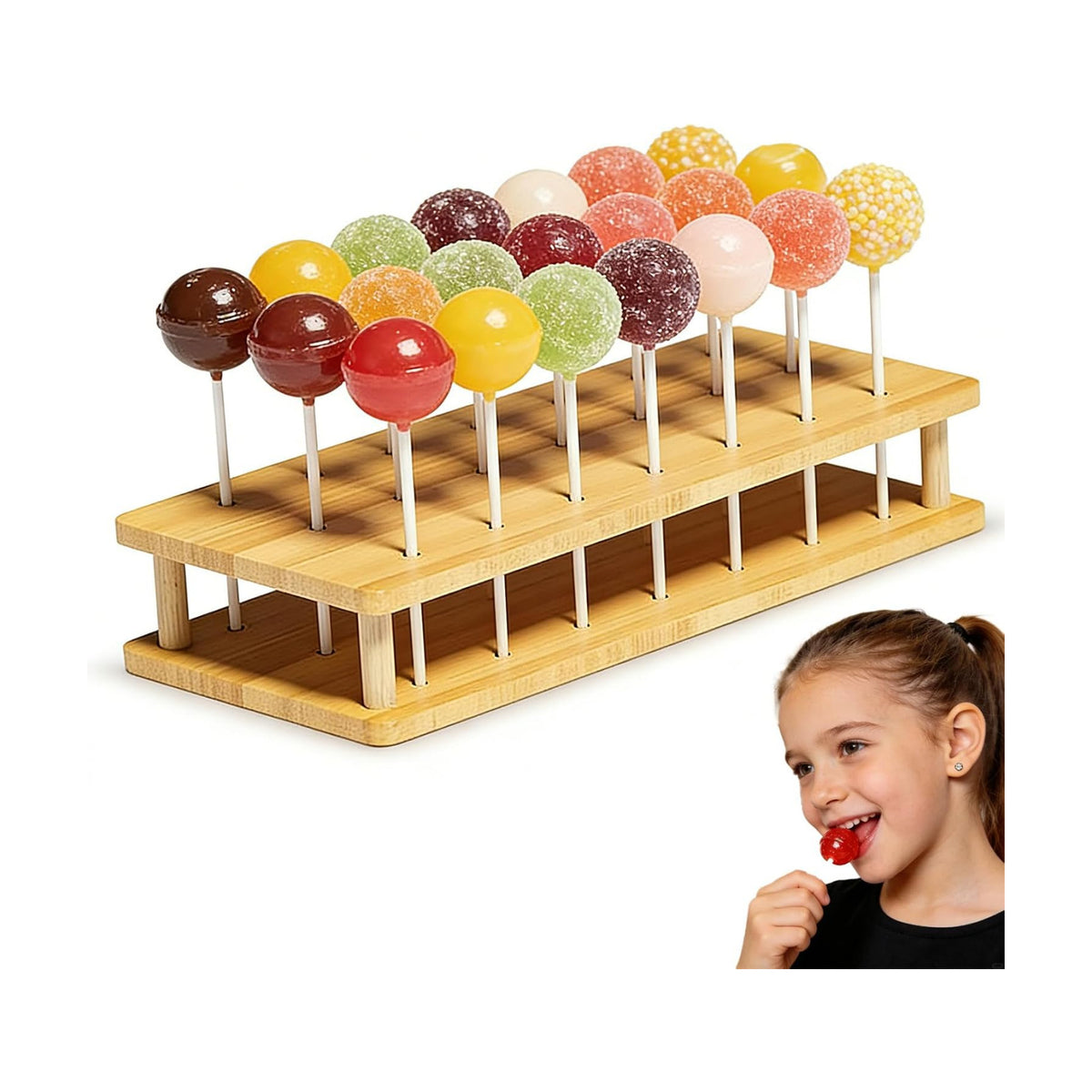 Wooden Cake Pop Holder Stand, Includes 100 Paper Sticks, Perfect for Cake Pop Drying, Display at Parties, Weddings, Birthdays, Dessert Table Decoration