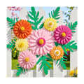 PAPER JAZZ Paper Flower Wall Decor, Handmade 3D Daisy Party Decoration Large Paper Flower in Pink, Orange, Yellow with Green Leaves, Modern Home Wall Art for Bulletin Board,Easter