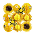 Paper Jazz Sunflower Party Honeycomb Decoration Bee Decorations with Yellow Paper Flower，Tissue Paper Sun Flower Hanging Birthday Decor for Classroom Wall Baby Shower Garden Party Bulletin Board