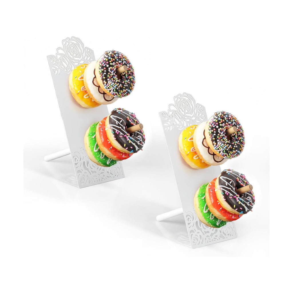AIM & GGKK White Donut Stand Display Wall for Party,Metal Donut Holder Stand with Floral Design,Dessert Table Donuts Board for Weddings,Birthday,Baby Shower,Bagel Holder Party Decor
