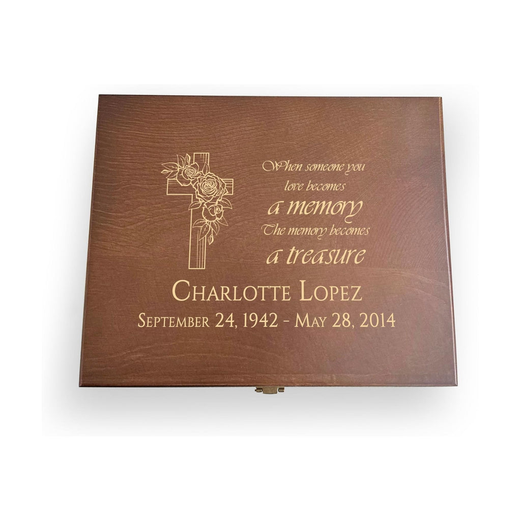 Memorial Keepsake Box Personalized – Sympathy Gift for Loss of Loved One – Engraved Wooden Memory Box for Photos, Letters & Mementos – Remembrance Gift for Family, Pet Memorial Box
