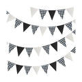 G2PLUS Black and White Gingham Fabric Bunting Banner, 32Ft Cotton Burlap Triangle Garland for Soccer Party, Game Day, Racing Car Party, Birthday, Graduation & Outdoor Decorations