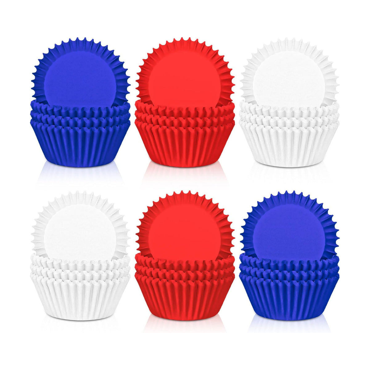 Whaline 300Pcs Patriotic Cupcake Liners 4th of July Blue Red White Standard Muffin Cupcake Wrappers Disposable Baking Cups for 250th Anniversary Independence Day Birthday Party Supplies Table Decor