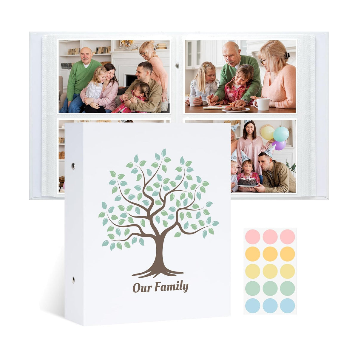 Family Tree 4x6 Photo Album, 200 Pocket Family Memory Book, Beige