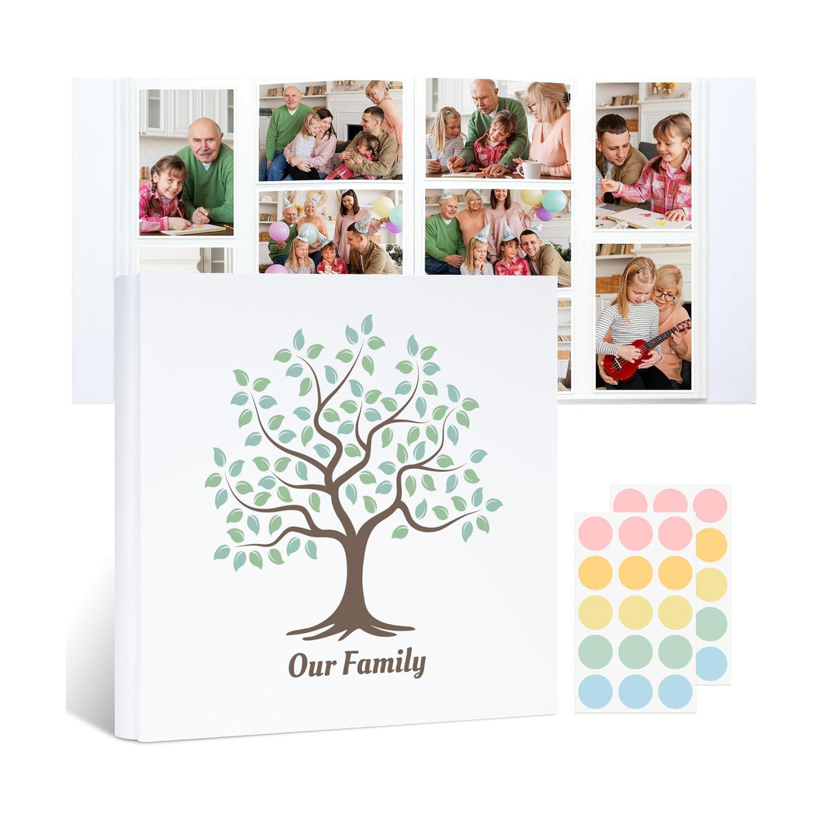 Family Tree 4x6 Photo Album, 600 Pocket Family Memory Book, Beige