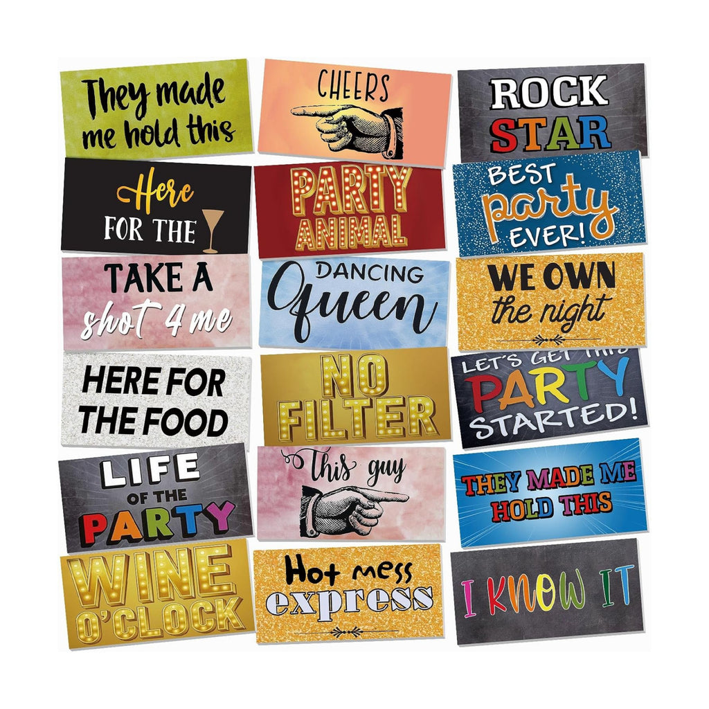 Beeveer 24 Designs Funny Photo Booth Props for All Occasions, PVC Signs