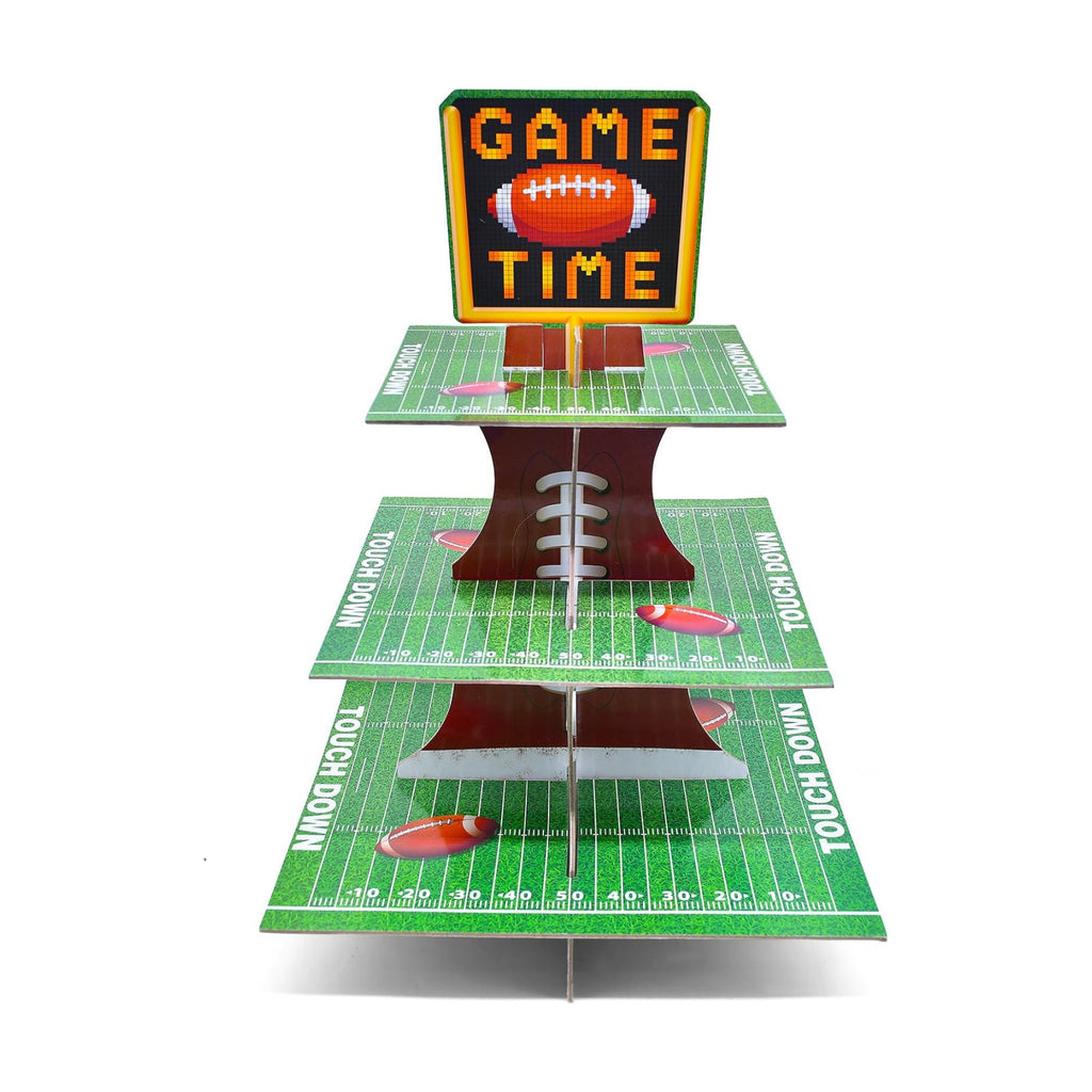 Gistome 3-Tier Football Cupcake Stand – Game Time Dessert Display Holder for Football Game Party, Sports-Themed Events, and Tailgate Celebrations