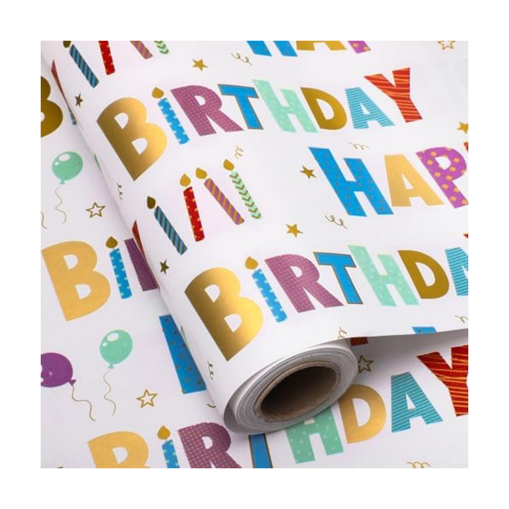woric Birthday Wrapping Paper Roll with Gridlines 17 Inch x 33 Feet