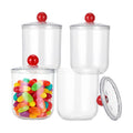 4 Pack 47 oz Clear Plastic Candy Jars with Lids, Large Cookie Storage Containers for Kitchen Counter, Wide Mouth Candy Cookie Canisters for Snacks Treats