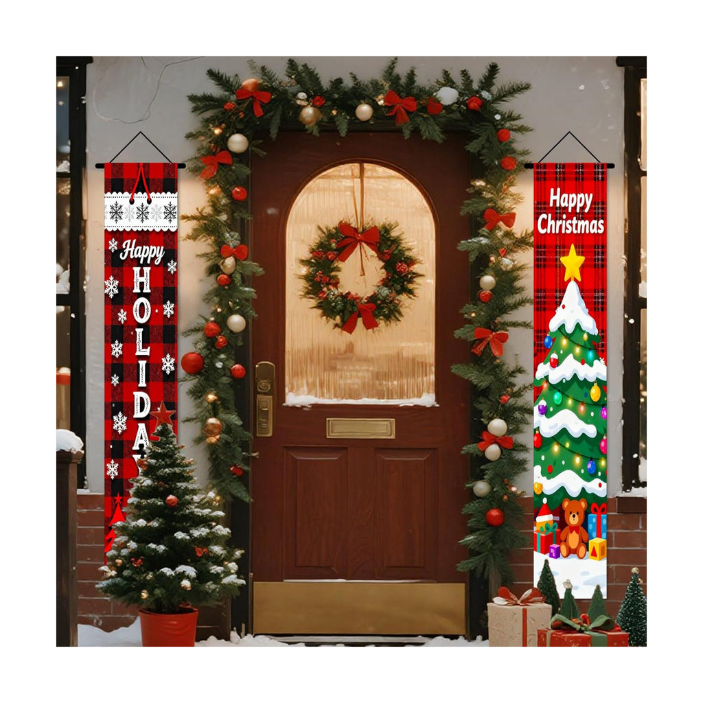 Nuxovilar Merry Christmas Porch Banners Set 12x71 Inches Polyester