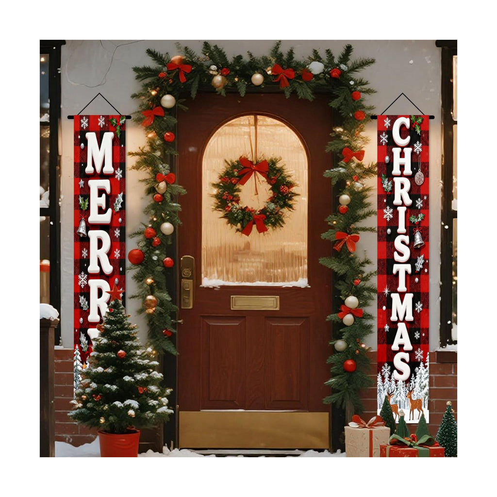 Nuxovilar Front Door Porch Sign Entrance Banner Set 12x71in Polyester