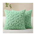 Softalker Spring Summer Throw Pillow Covers 18 x 18 Inch Set of 2, Green Leaves Soft Plush Faux Fur Cushion Covers, 3D Embroidered Pillow Cases for Couch Bedroom Living Sofa Room Home Decor, Sage