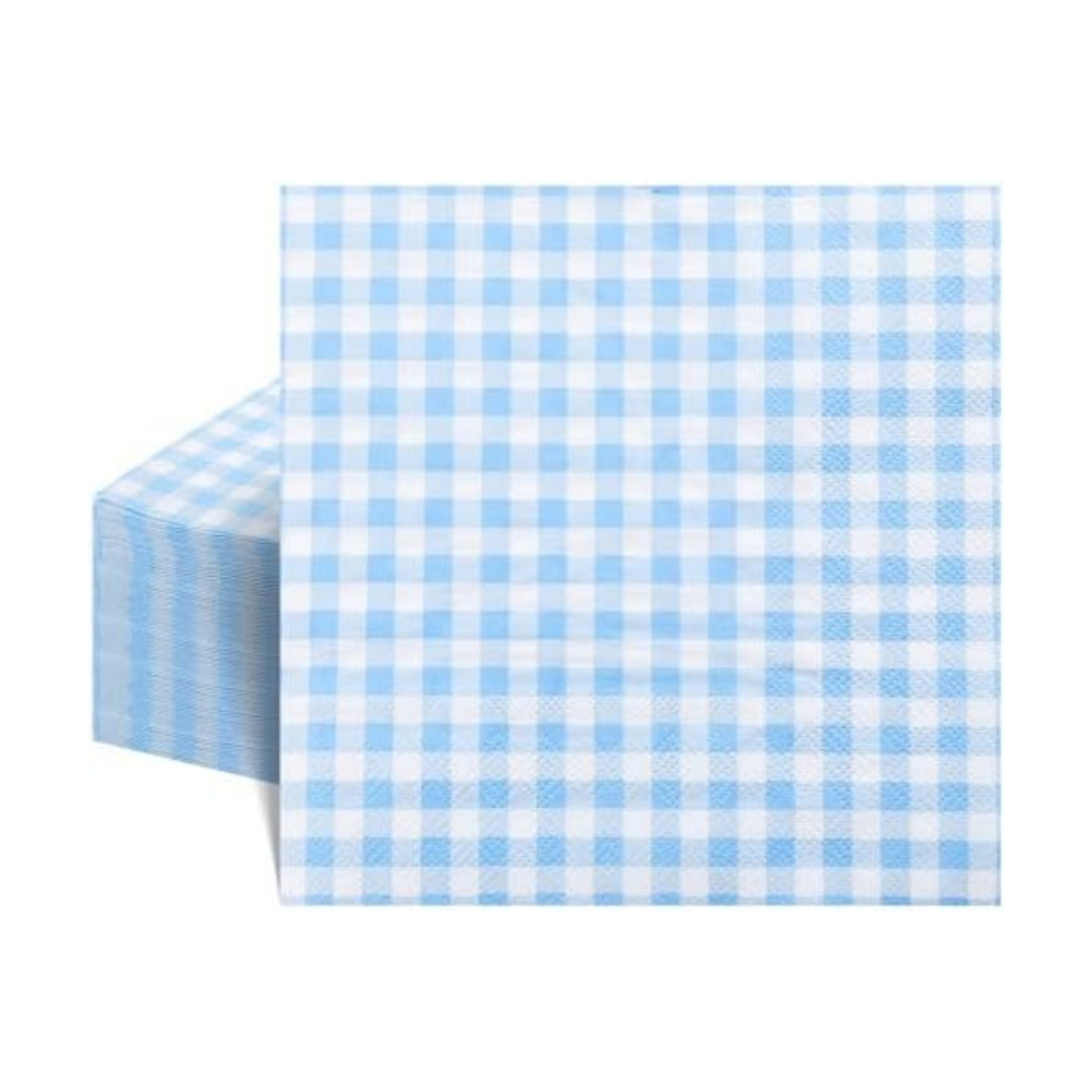NatNarr 80 Pk Gingham Napkins Light Blue Napkins Disposable, 6.5"
