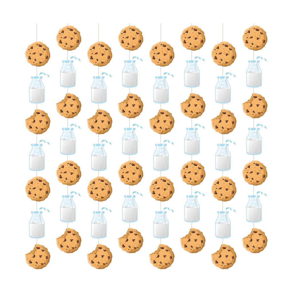 Xinnun 8 Pcs Cookie and Milk Party Decorations Cookie Banners Garlands