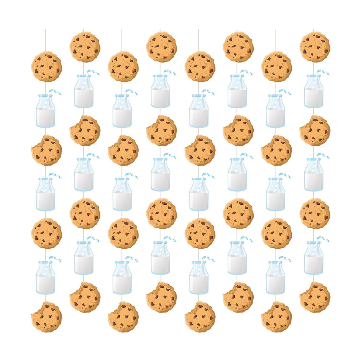 Xinnun 8 Pcs Cookie and Milk Party Decorations Cookie Banners Garlands