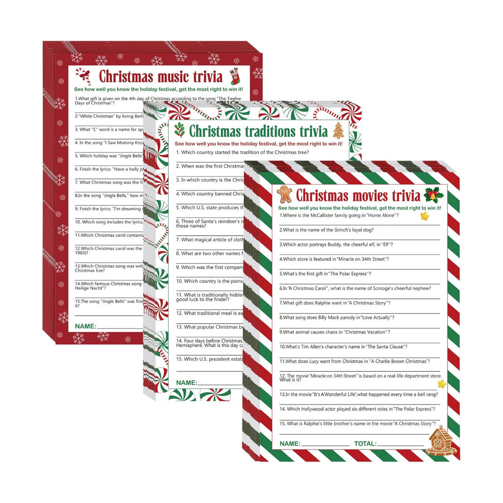66 Pcs Christmas Trivia Game Cards Christmas Games for Family Party Merry Xmas Trivia Paper Holiday Activity Guessing Card Large Groups Adults Annual Festive Events Decorations Gifts with Answer Key