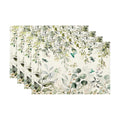 Spring Place mats Set of 4,12x18 Inches Green Floral Bird Eucalyptus Leaf Decorative Summer Decor Leaf Placemats Rectangle Spring Table Mats for Party Home Kitchen Dining Table Decoration