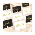 UNIQOOO 24Pcs Decorative Pearl Place Card Holders w/Black White Cards, Elegant Men&Women Name Card Stands Set, for Wedding Event Table place Cards, Retail Shop, Business Card, Party Food Signs