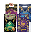 50 Pcs Ramadan Gift Bags with Handles - Eid Mubarak Goodie Bag, Ramadan Kareem Plastic Goody Candy Cookie Snack Treat Party Favor Bags Bulk for Islamic Muslim Eid Mubarak Party Supplies Favors,4 Style