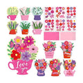 36 Set Valentines Day DIY Craft for Kids - Flower Card Making Kit with Greeting Cards Stickers Envelopes Set Gifts for Classroom School Activities